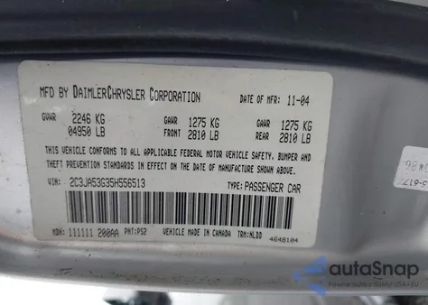 2005 Chrysler 300 Touring из США, поврежденный, VIN 2C3JA53G35H556513